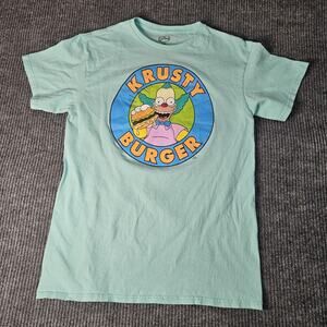 The Simpsons Krusty Burger Shirt Mens Medium Green Krusty Clown Cartoon Tee